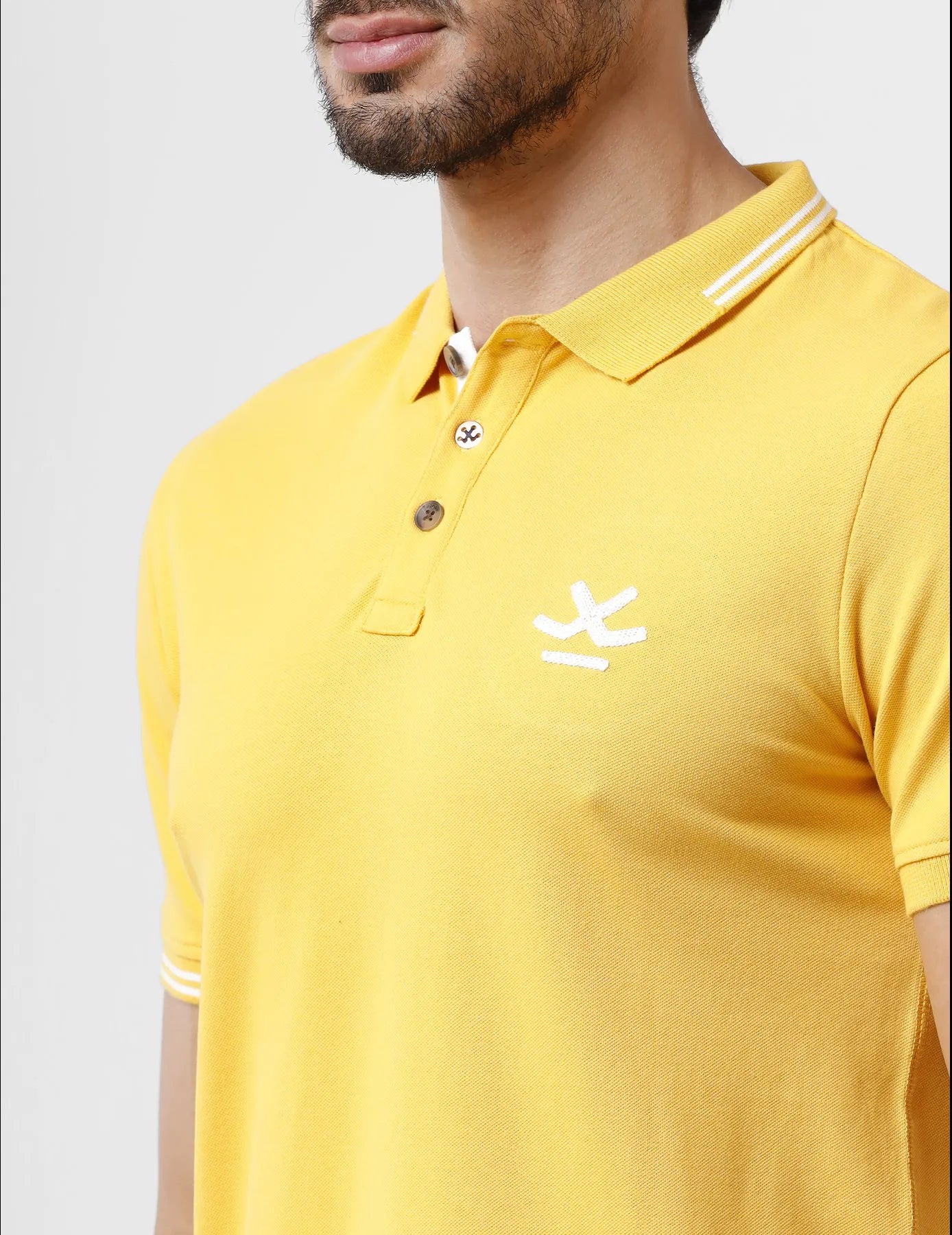 Wrogn Men Yellow Solid Regular Polo Collar T-Shirts