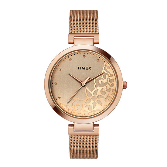 Timex Fashion Rose Gold Dial Women's Watch -TW000X219