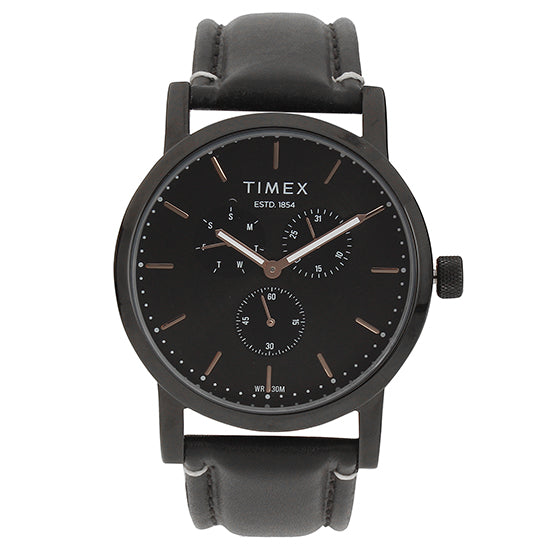 Timex Fashion Black Dial Men's Leather Watch -TWEG16610