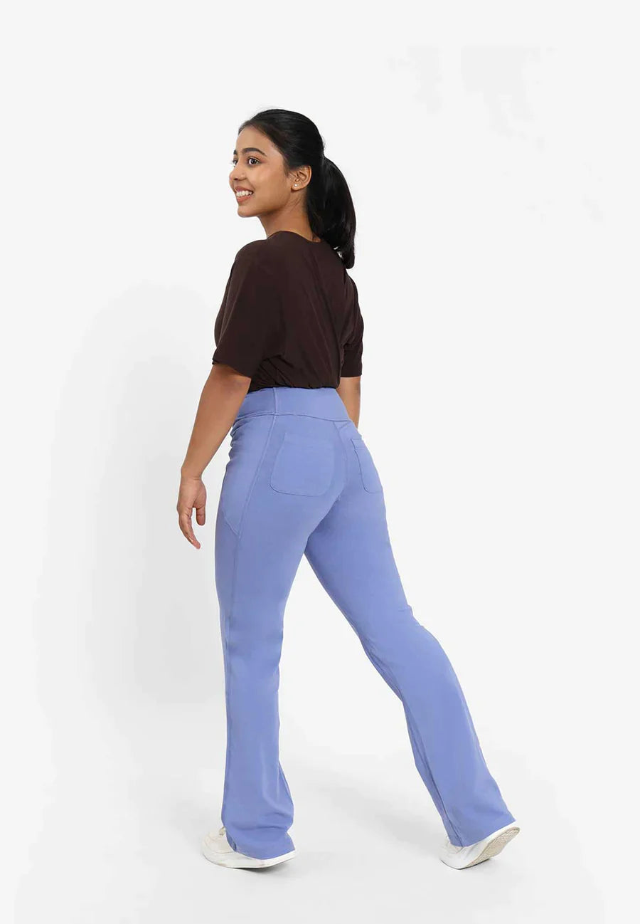 Groove-In Cotton Flare Pants - Regular and Tall - Bella Blue
