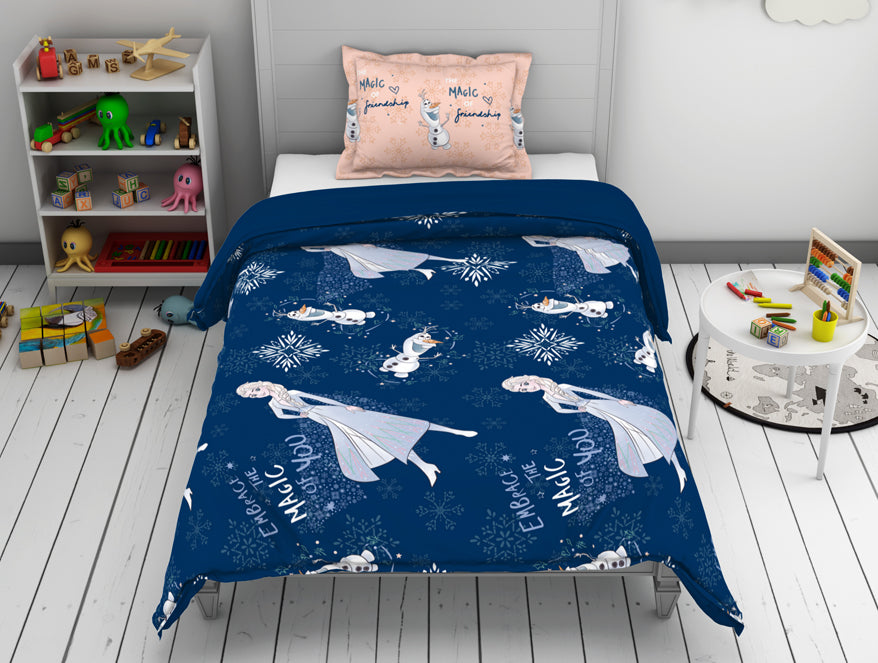 Disney Frozen Navy Blue 100% Cotton Single Bedsheet - By Spaces