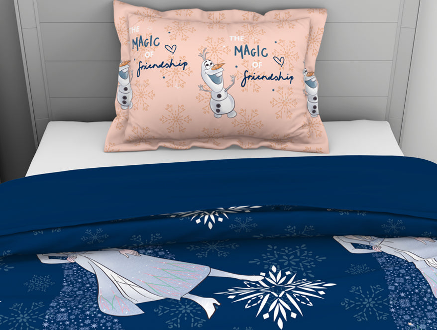Disney Frozen Navy Blue 100% Cotton Single Bedsheet - By Spaces