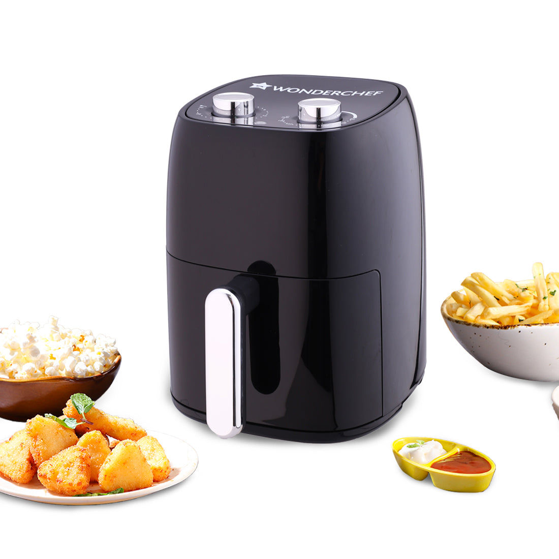 Neo Manual Air Fryer, 4.5 L, 1500W, Rapid Air Technology uses 90% Less Fat, Time & Temperature Control, Fry, Bake, Grill & Roast, Black