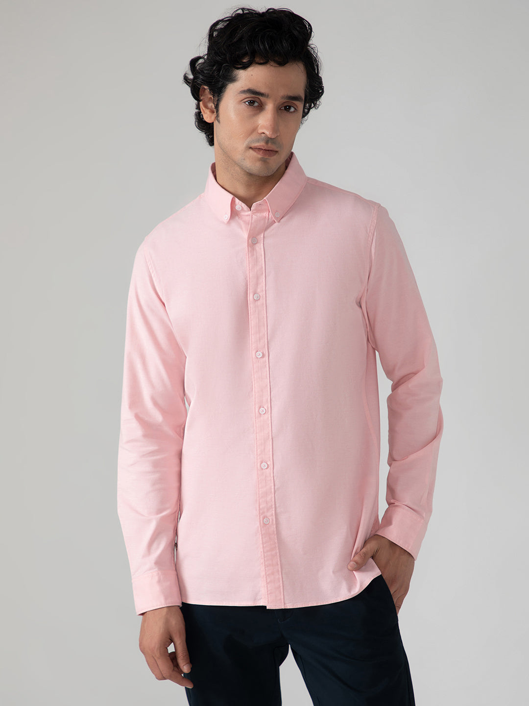 Yarn Dyed Oxford Shirt in Salmon Pink- Slim Fit