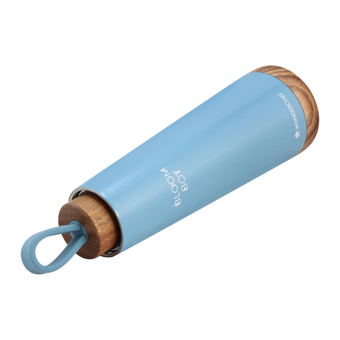 Bloom-Bot, 500ml, Stainless Steel Double Wall Water Bottle, Spill & Leak-proof , Wooden Base, Blue Pearl, 2 Years Warranty