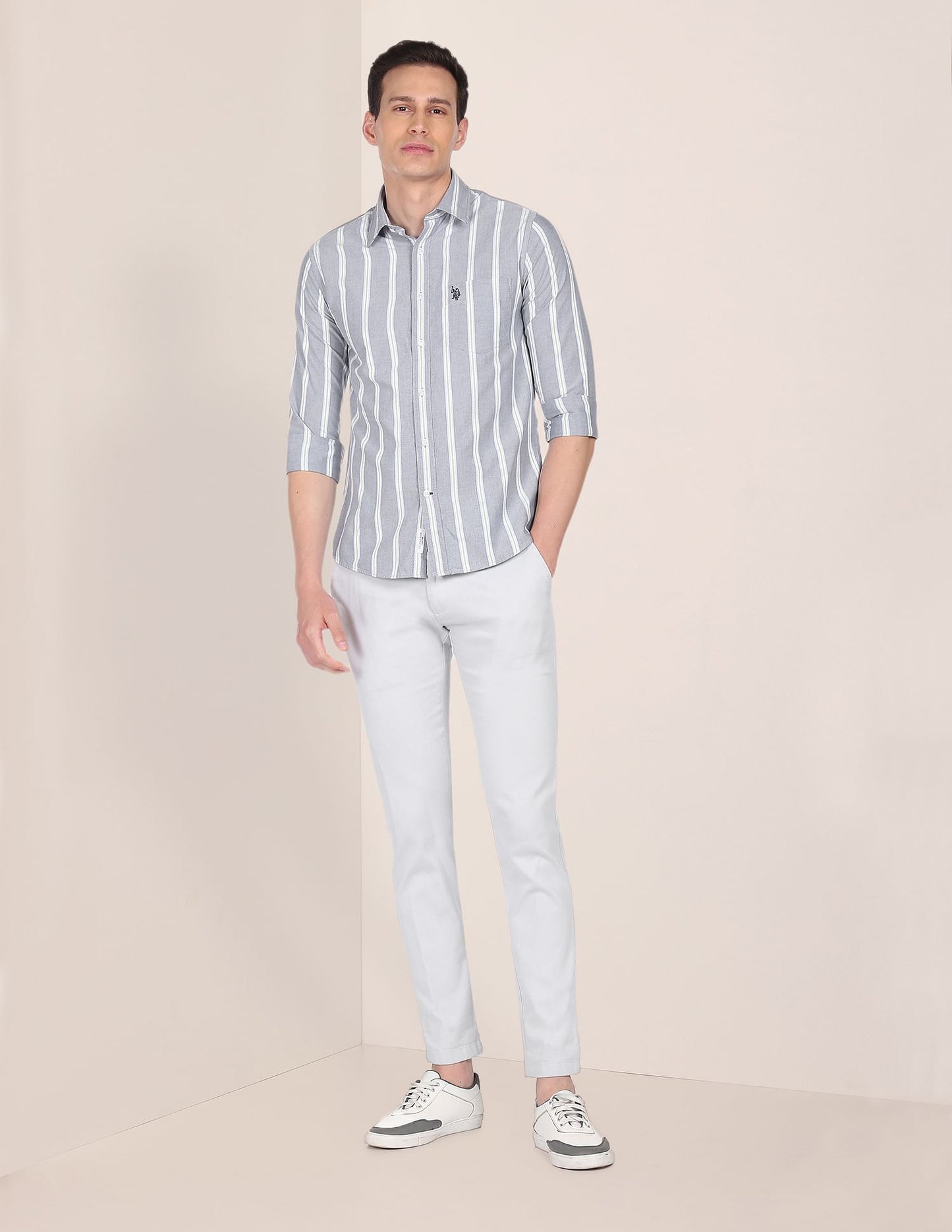 Cotton Vertical Stripe Casual Shirt