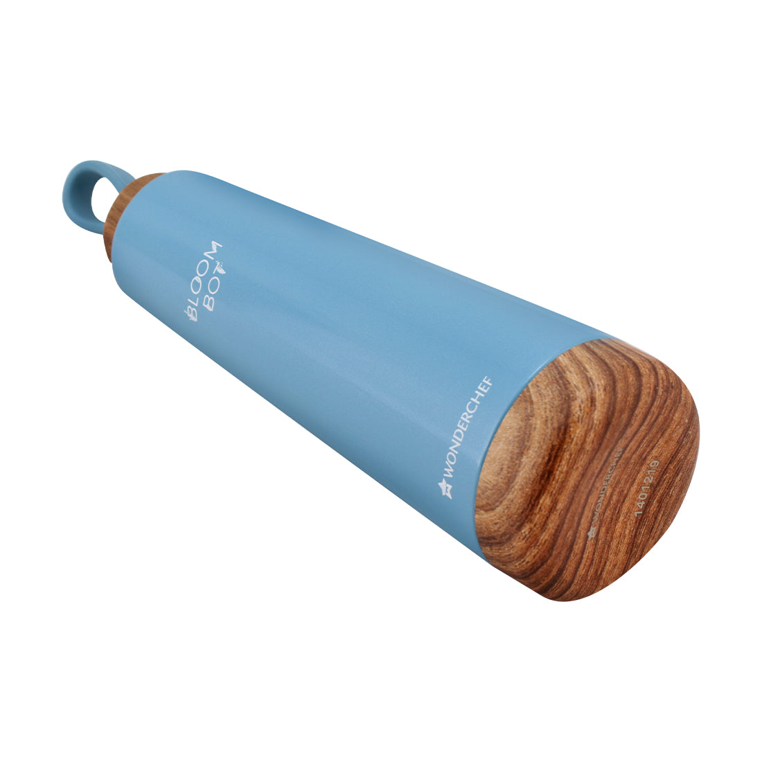 Bloom-Bot, 500ml, Stainless Steel Double Wall Water Bottle, Spill & Leak-proof , Wooden Base, Blue Pearl, 2 Years Warranty