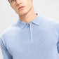Mesh Knit Blue Polo T-Shirt