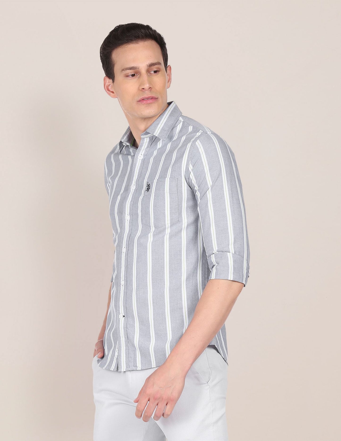 Cotton Vertical Stripe Casual Shirt