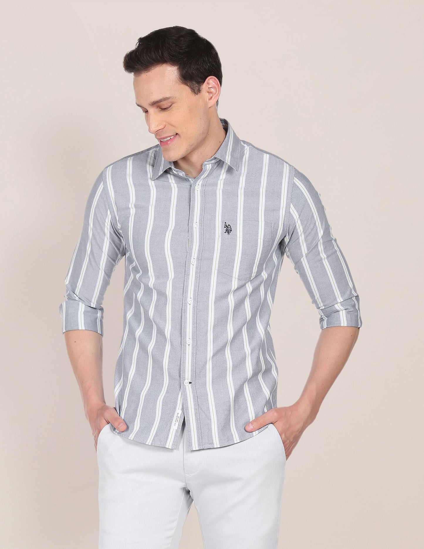 Cotton Vertical Stripe Casual Shirt