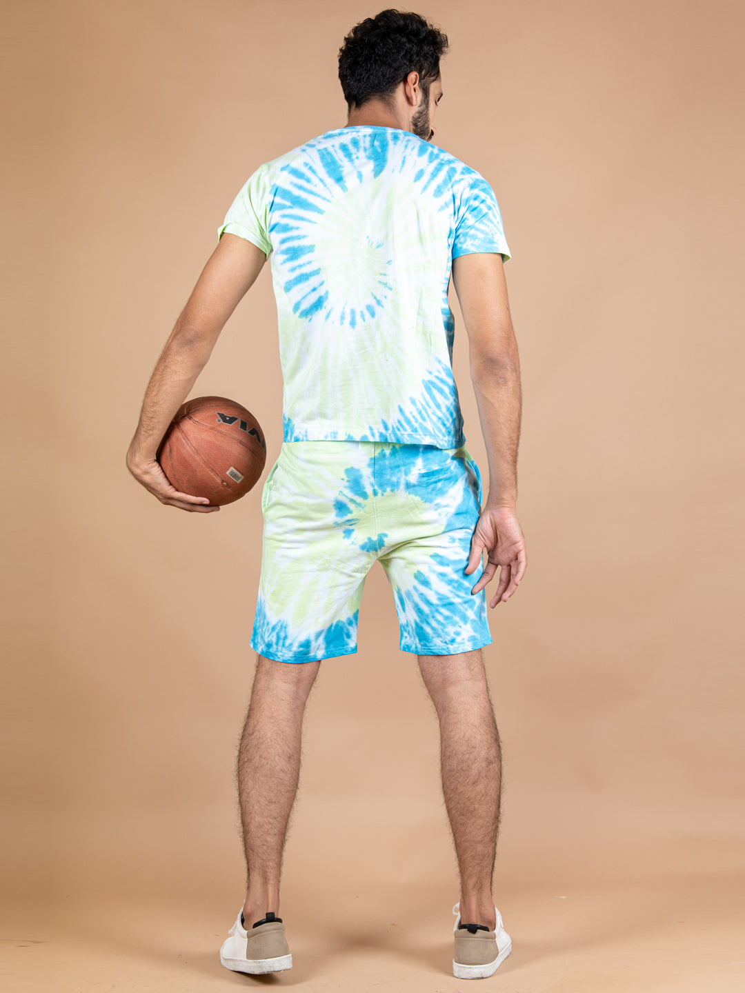 Blue and Green Tie and Dye T-shirt and Shorts