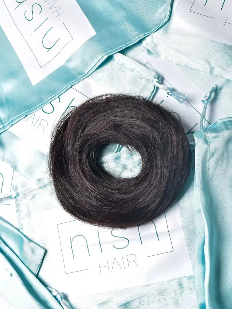 Human Hair Donut Scrunchies Natural Black | Nish Hair