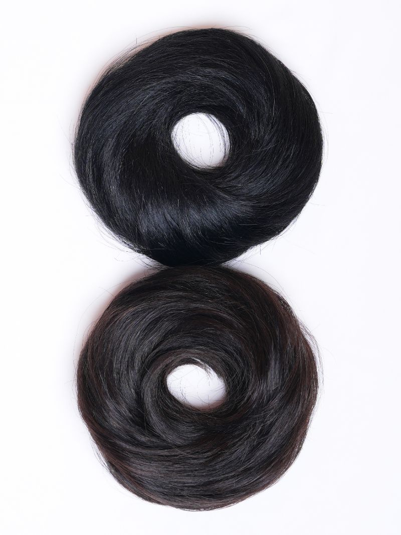 Human Hair Donut Scrunchies Natural Black | Nish Hair