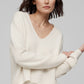 LUCIA FISHERMAN CROPPED V-NECK CASHMERE SWEATER