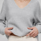 LUCIA FISHERMAN CROPPED V-NECK CASHMERE SWEATER