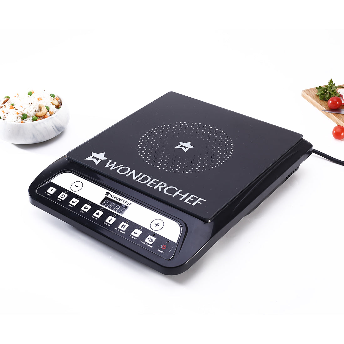 Power 1400W Induction Cooktop with 11 Preset Functions, Push Touch Control Button Induction Cooktop, 2 Years Warranty