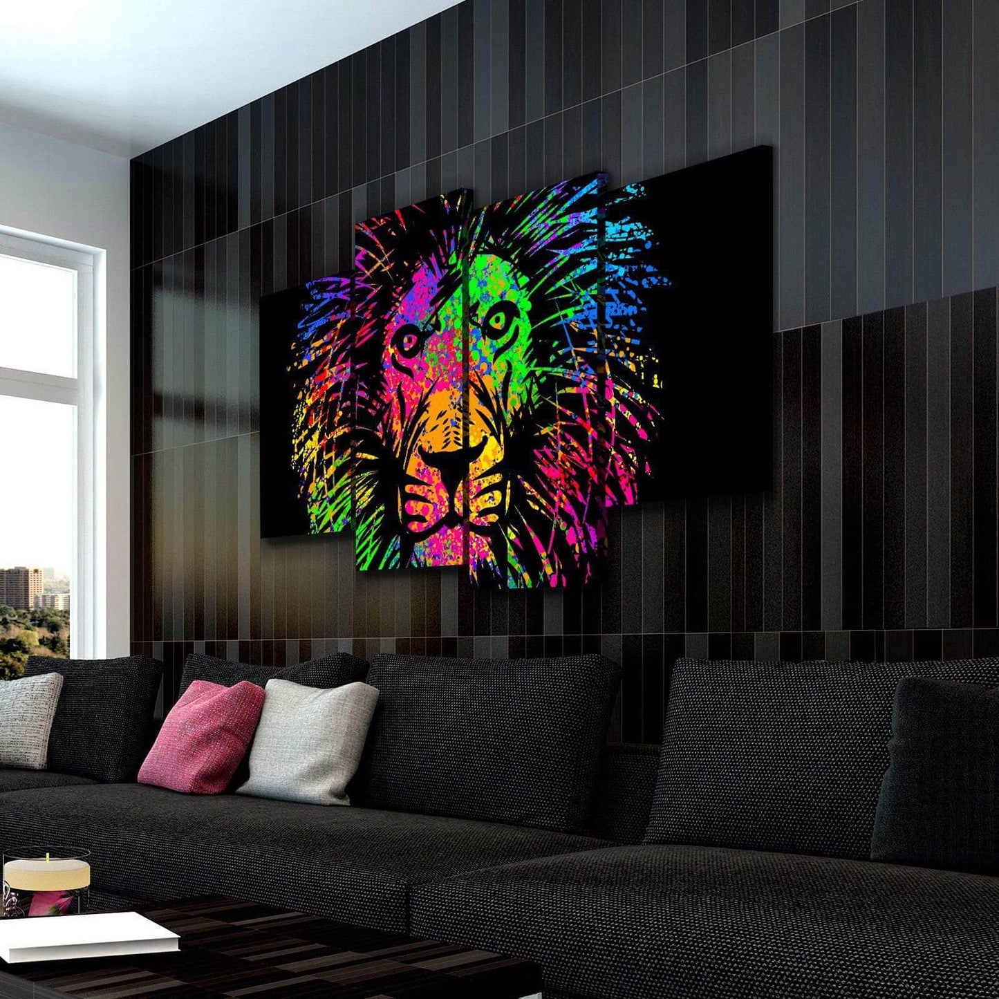 Rainbow Lion Painting Wall Art
