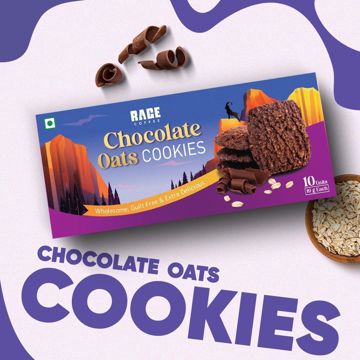 Chocolate Oats Cookies - Pack of 1 (10 g x 10 cookies)