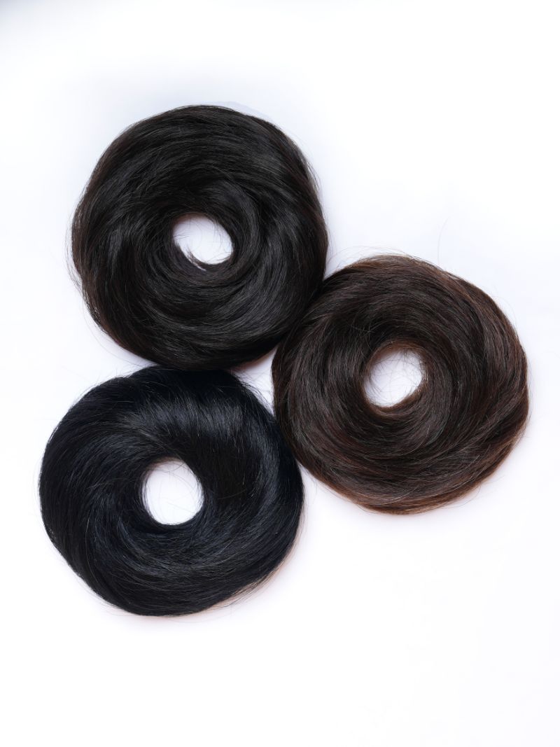 Human Hair Donut Scrunchies Natural Black | Nish Hair