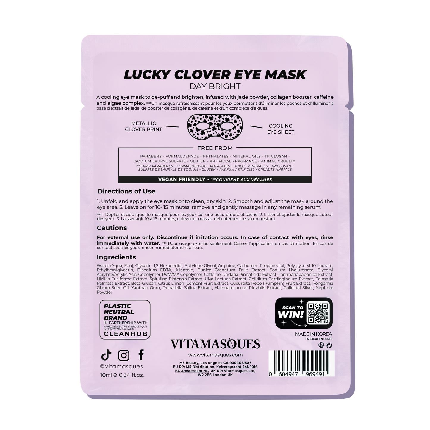 Lucky Clover Eye Day Bright Goggle Eye Mask
