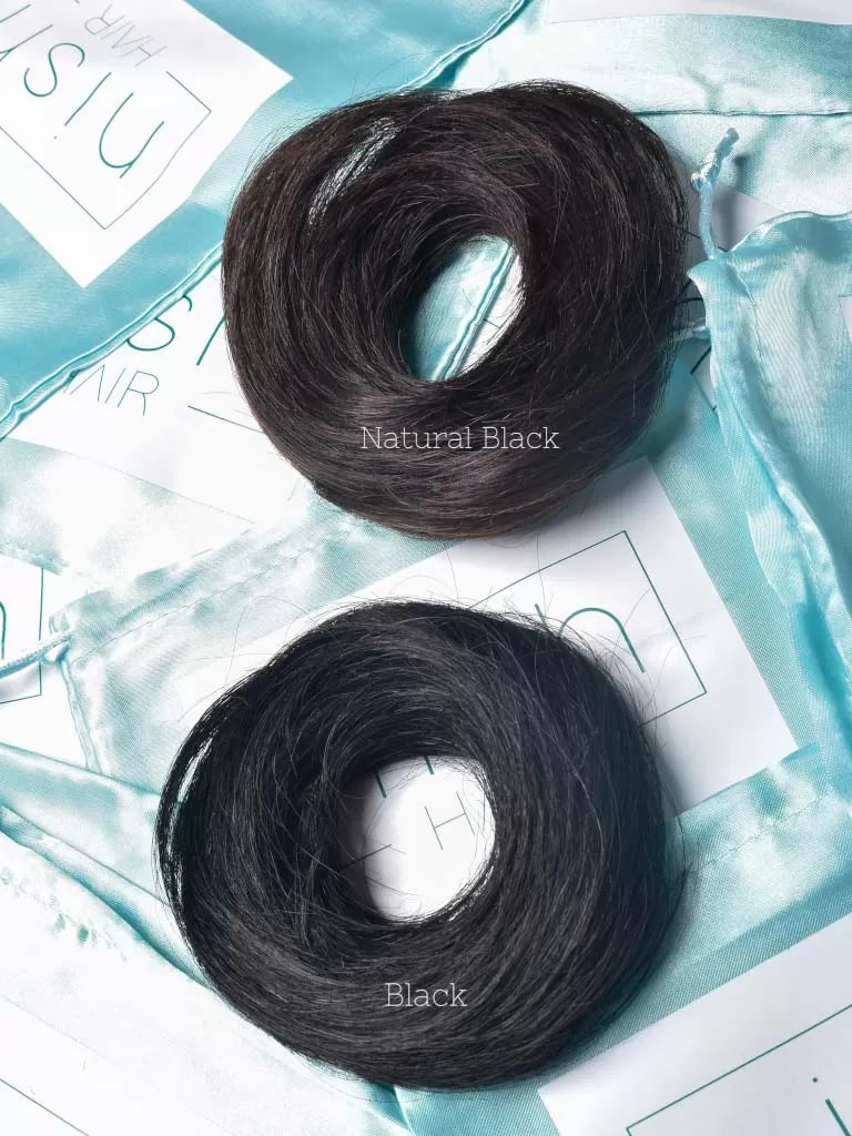 Human Hair Donut Scrunchies Natural Black | Nish Hair